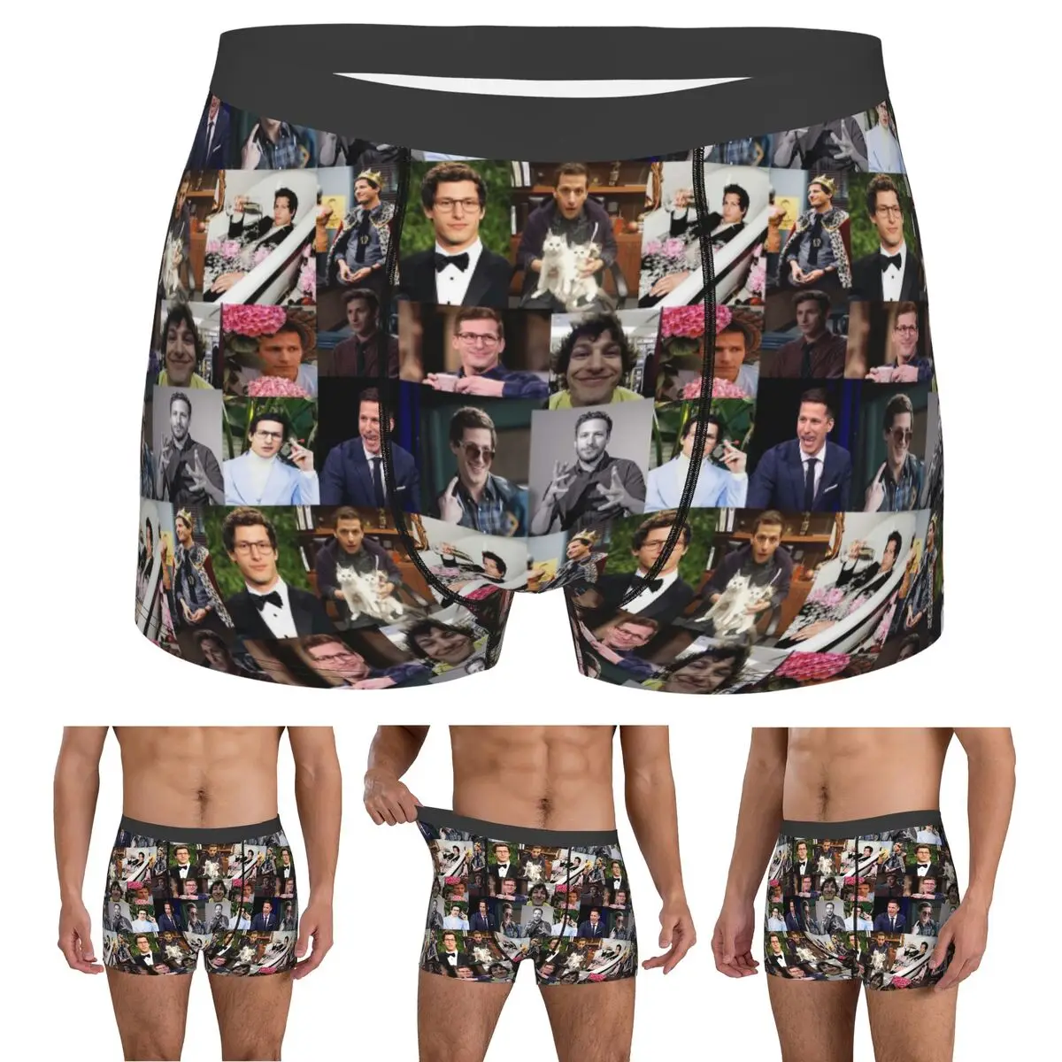 

Boxer Underpants Shorts Andy Samberg (jake Peralta) Pic Collage Panties Men's Comfortable Underwear for Homme Man Boyfriend Gift