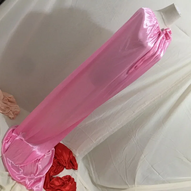 

Плюс размер глянцевое атласное свободное платье макси ледяной шелк без рукавов пара шелковистый на ощупь эластичный мягкий сексуальный длинный спальный мешок abdl waddle ﻿