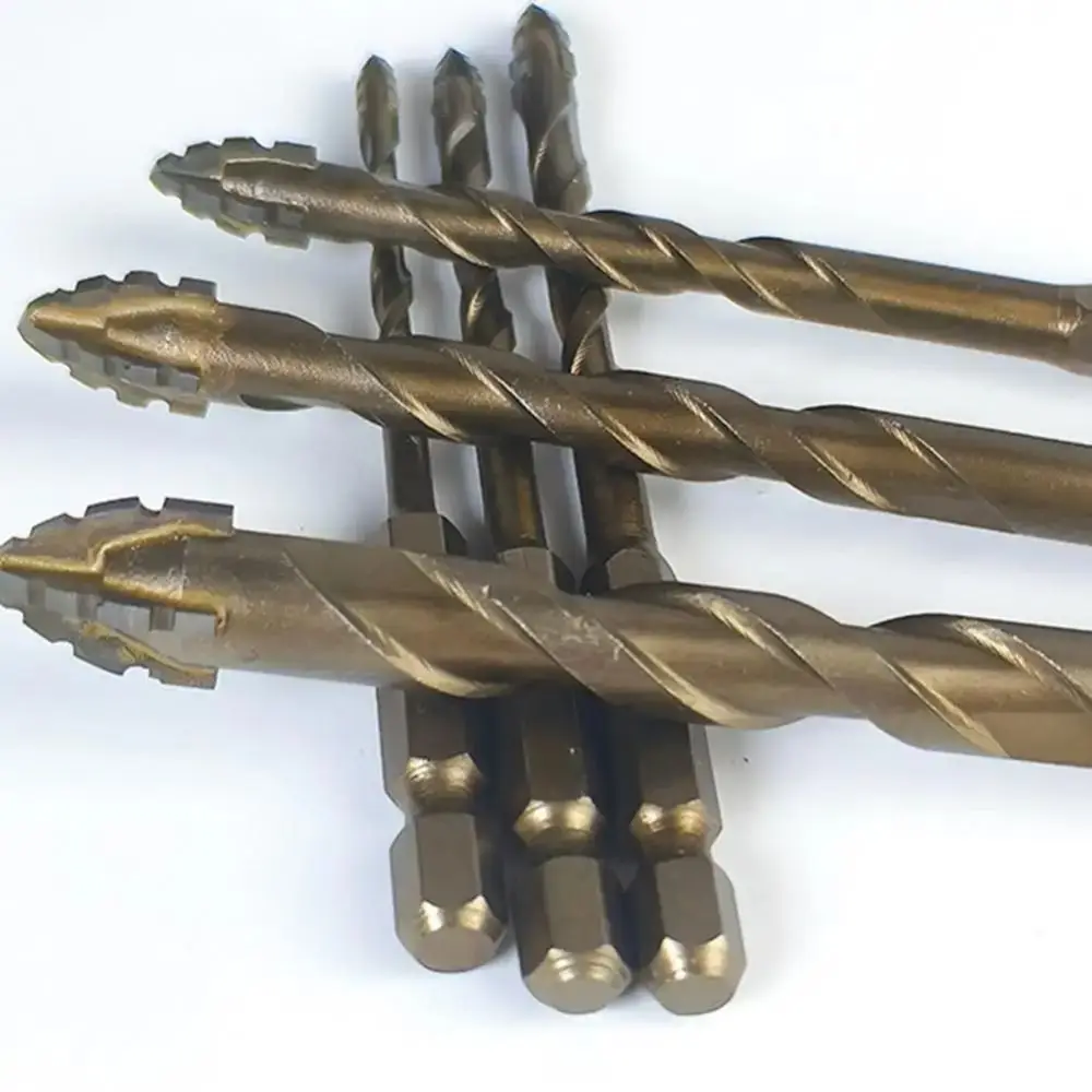 Four-Edged Eccentric Drill Bit Serrated High Hardness Tile Drill Bit Skewed Head Concrete Drill Bit Set Drilling Tool