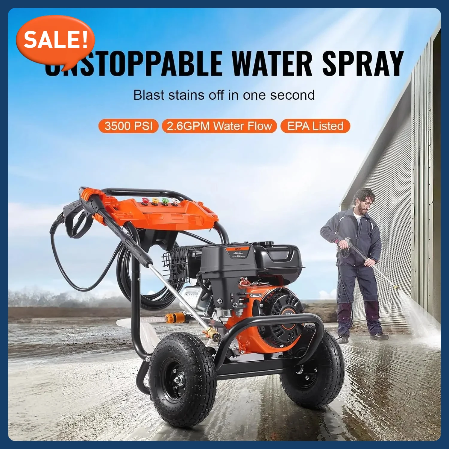 

Газовая мойка высокого давления, 3500 фунтов на квадратный дюйм, 2,6 газовая мойка высокого давления с алюминиевым насосом, пистолет-распылитель и удлинительная трубка