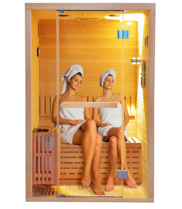 

Indoor Sauna Room for 2-3 Person, Hemlock Wood Traditional Steam Sauna, 8mm Tempered Glass Door, Heavy Duty Home Spa Room