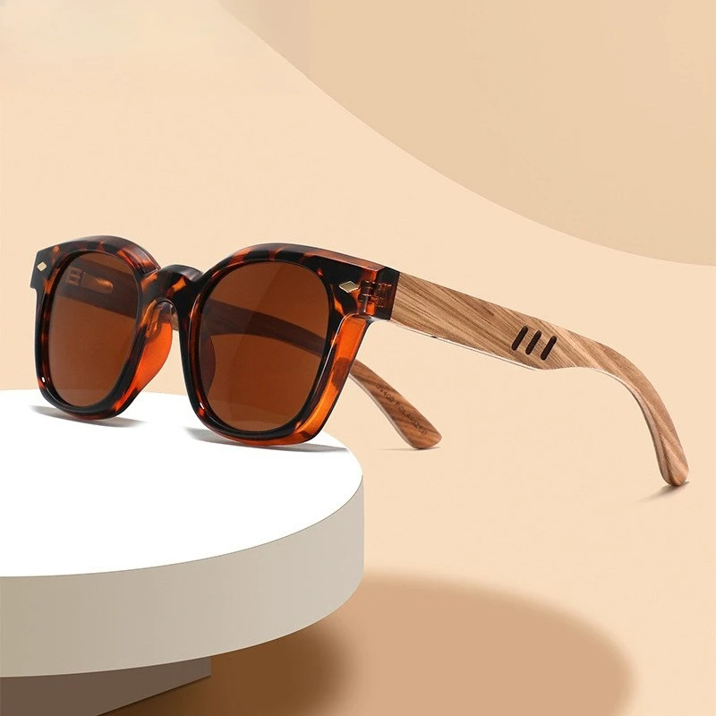 

Rectangle Oversized Sunglasses Men Retro Wood Temple Square Sun Glasses UV400 Protection Trendy Thick Frame Eyewear 2026 New