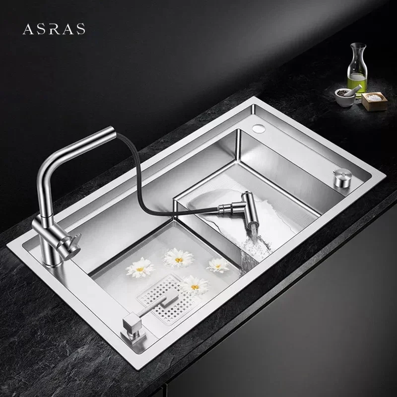 ASRAS Stepped Sink 304 Stainless Steel 4mm Thickness 220mm Depth Large Size Handmade Luxury Stepped  Sinks