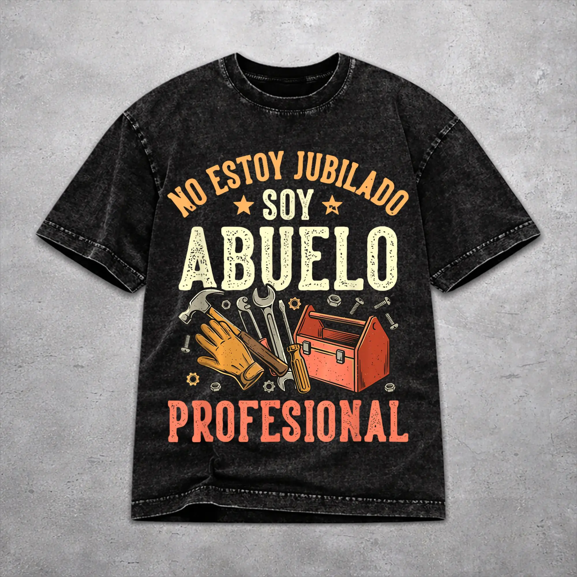 Vintage Men Women No Estoy Jubilado Soy Abuelo Profesional  Tee Shirt Washed Style  T Shirts Clothing