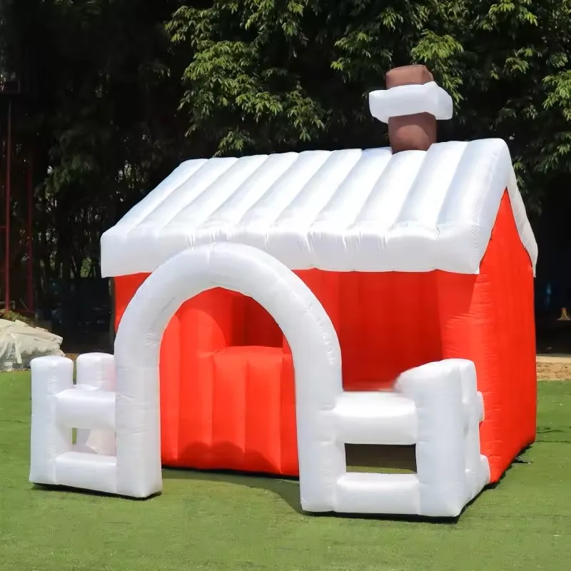 Custom 3M Inflatable Christmas Santa House Tent Giant Xmas Cabin for Outdoor Event Party Decoration