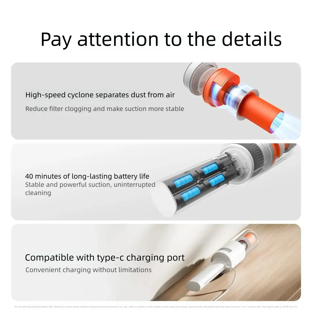 Xiaomi Mijia lightweight vacuum cleaner with 22000Pa maximum suction and 5-layer filtration system with a 40 minute battery life