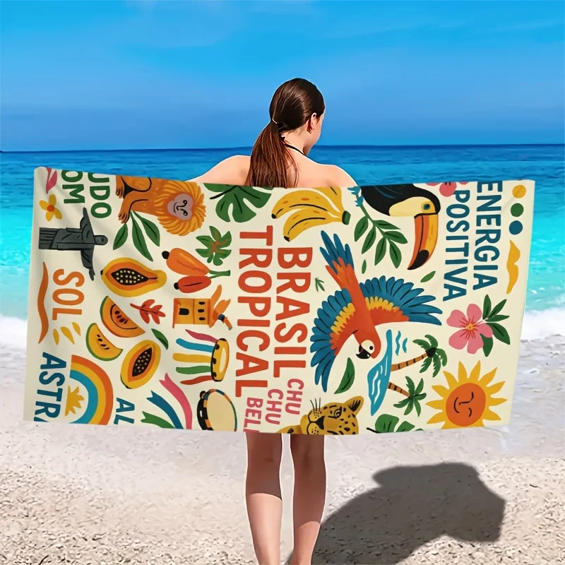 1pc Brazilian Tropical Style Beach Towel, Canvas Towel, Essential for Travel Photos, Easy to Create Stylish Looks