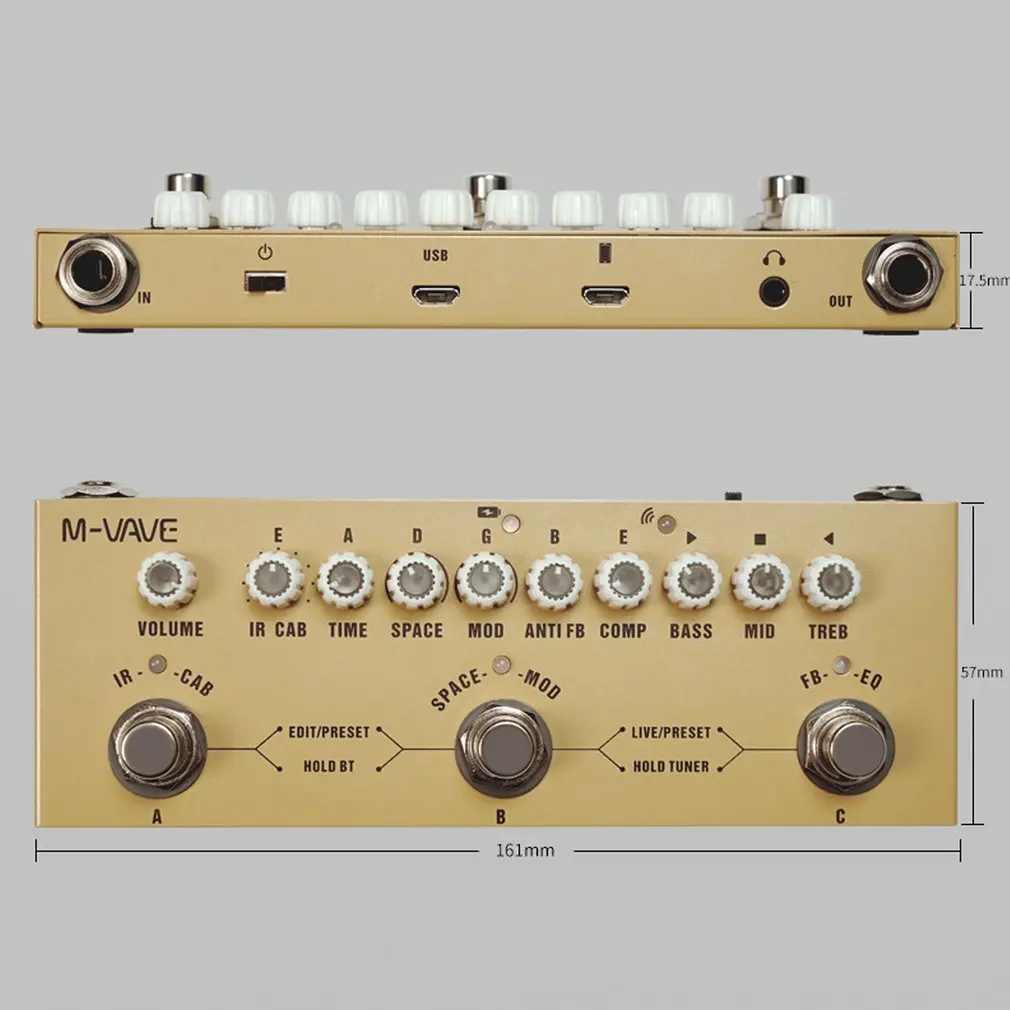 M-vaves pedał gitary Cube akumulator Multi efekty opóźnienie chór Reverb efekt gitara basowa gitary akustyczne pedały Dropshipping Hot