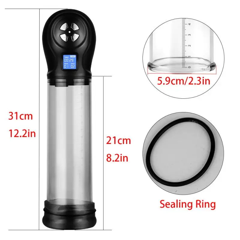 مضخة القضيب Ipx7 مقاوم للماء الكهربائية للرجال القضيب توسيع مضخة تفريغ القضيب المكبر مدلك الموزه الذكور 18 + الجنس لعب