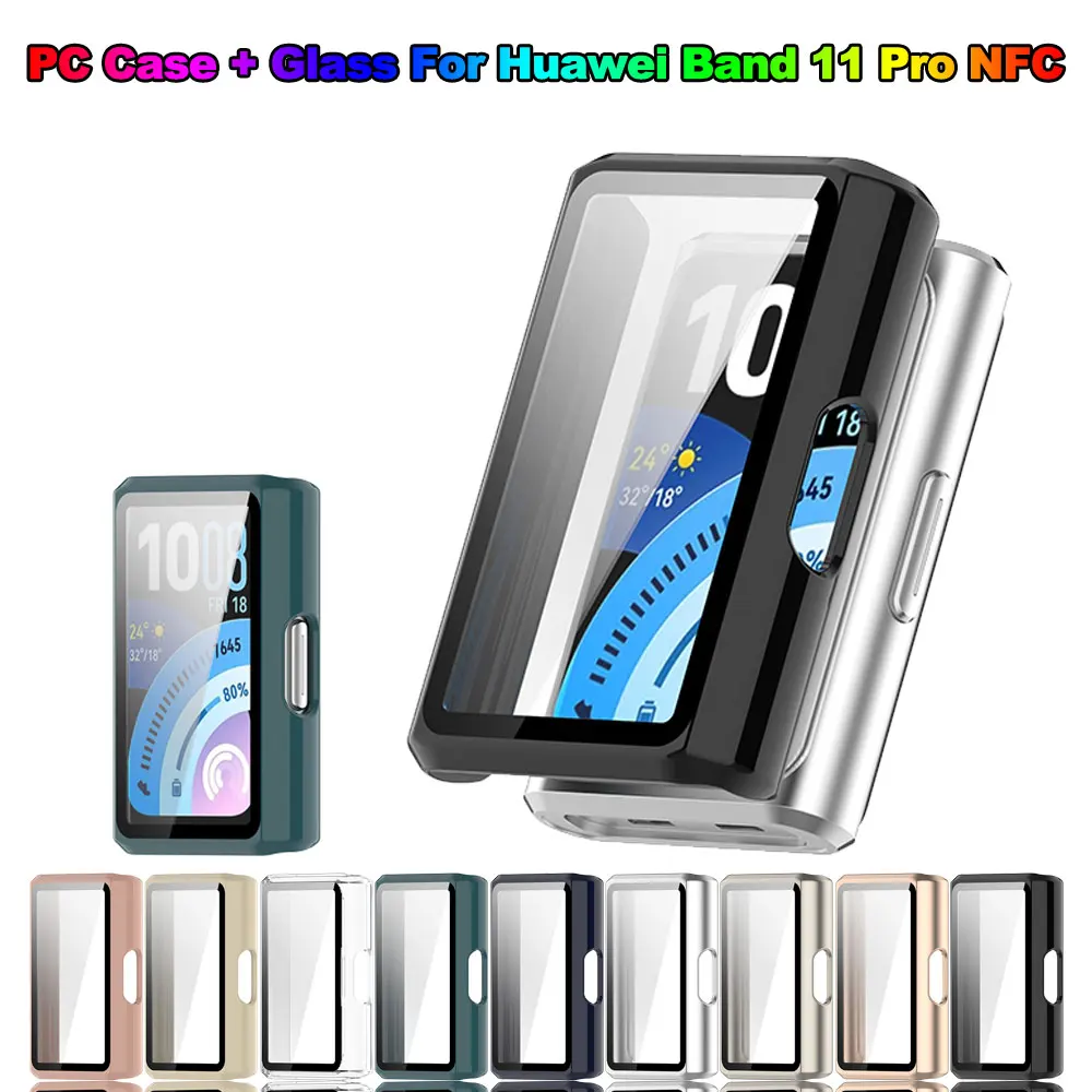 �y�Z�[�����zPC �P�[�X + �K���X Huawei Band 11 Pro �X�N���[���v���e�N�^�[ �A���`�X�N���b�`�t�B�����o���p�[�ی�J�o�[ Huawei band11 Pro NFC �p