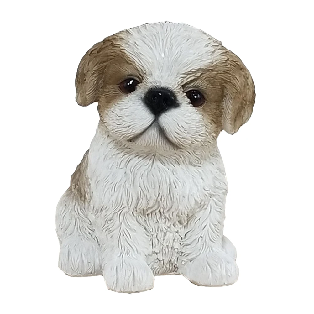 1pc Tzu Shih Figurine Toys Resin Dog Figurine Outdoor Garden Ornament Puppy Sculptures Simulation Dog Statue Desktop Ornaments