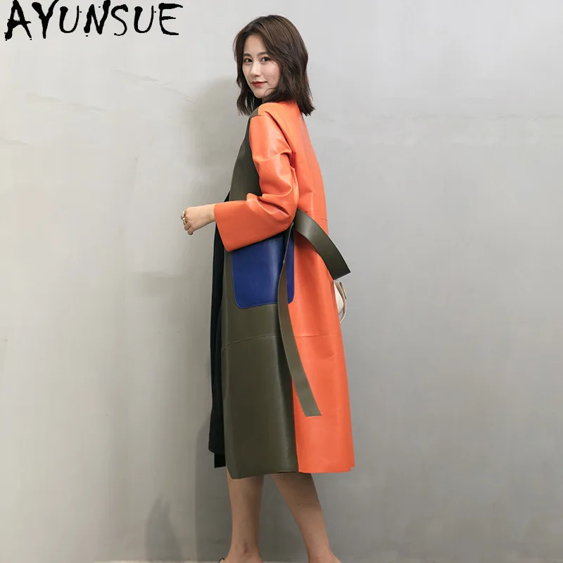 AYUNSUE Pelle di pecora naturale Genuino Giacca di pelle Donna 2025 Trench di media lunghezza Donna Giubbotti Autunno Vestiti │????ха Жха Ж Dön Dönalı......