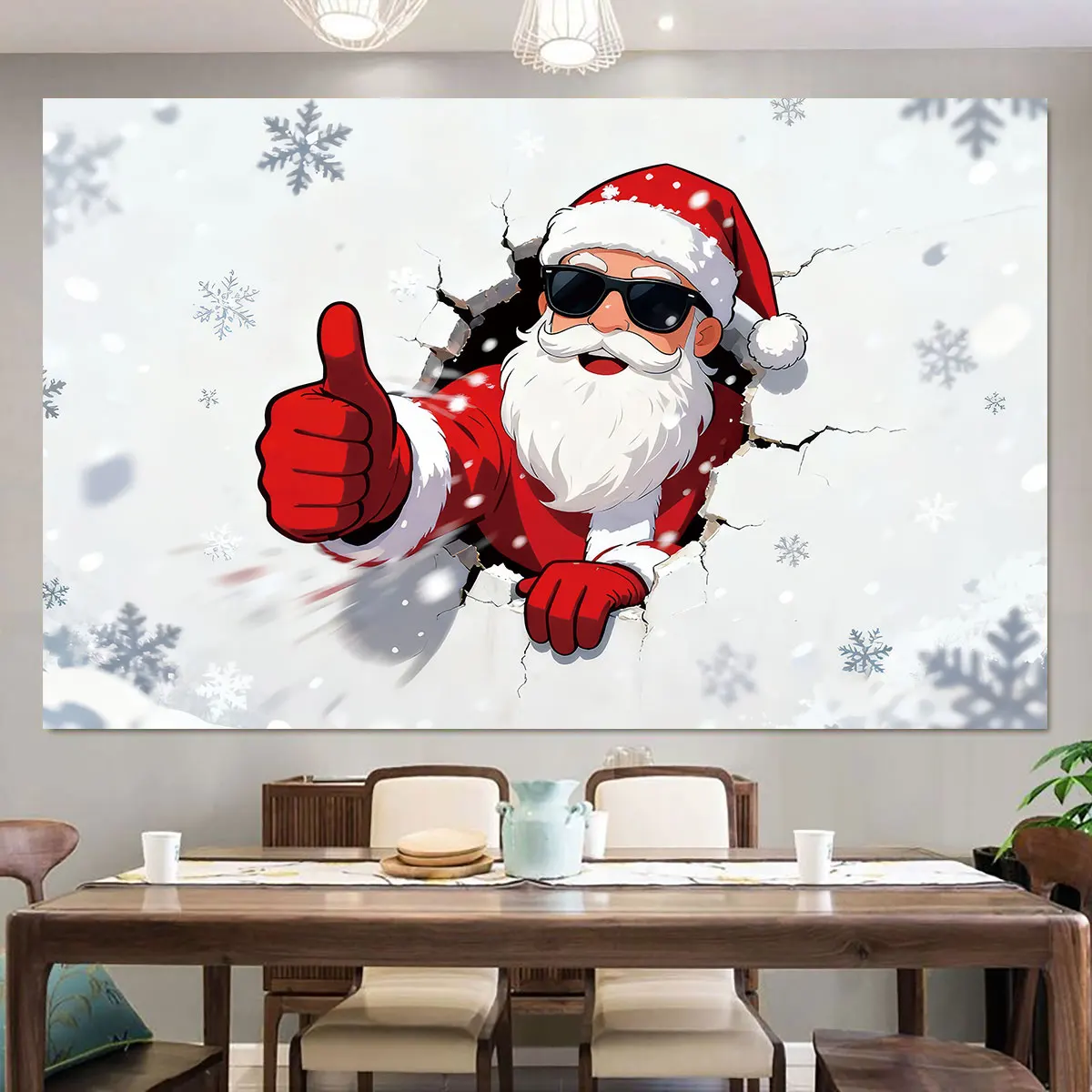 1pc Christmas Gift Stack Santa Wall Sticker Self Adhesive Flat PVC Decal Merry Christmas Tree Snowflake Mural For Living Room