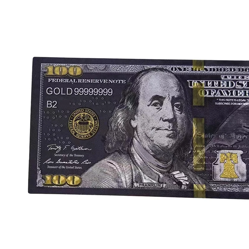 Antique Black Gold Foil USD 100 Currency Commemorative Dollars Banknotes Decor