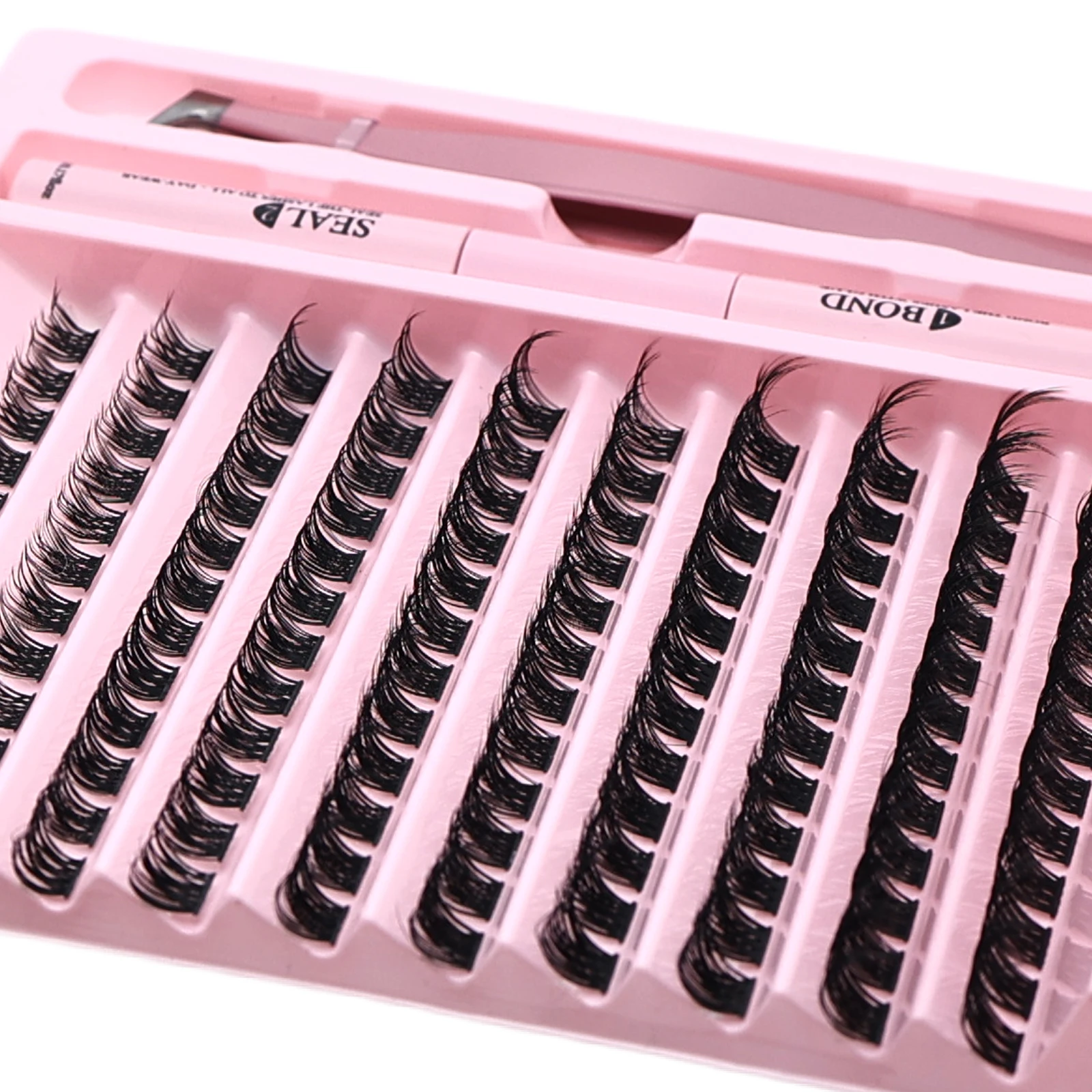 Individuelles Wimpernverlängerungsset zum Selbermachen, künstliche Wimpern, D-Curl, mit Wimpernkleber und Pinzettenwerkzeug, für einen natürlichen, wispy Look – Detail 5