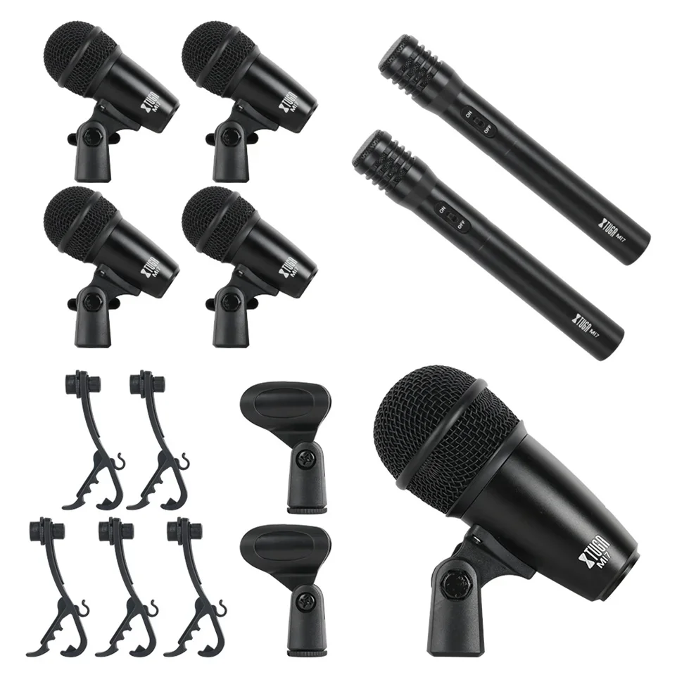 xtuga electronic musical adjustable mic set instruments drum microphone set