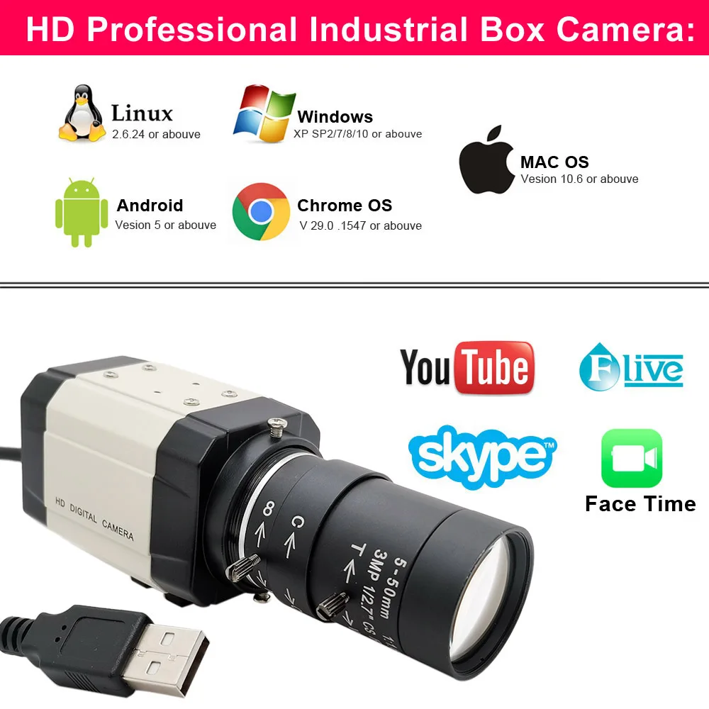 HD الصناعية 4K 8MP IMX415 USB كاميرا 5MP IMX335 مع 2.8-12 مللي متر عدسة التكبير فاريفوكال USB2.0 PC كاميرا فيديو UVC OTG ل Liv