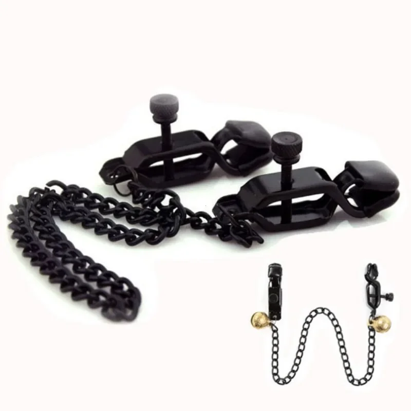 Nipple Clamp with Thick Chain Adjustable Metal Nipple Clip Non-piercing Breast Clip Adult Sex Toys for Women and Couple Pleasure