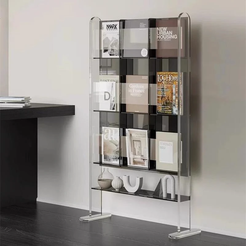 

Floor-to-ceiling transparent bookshelf