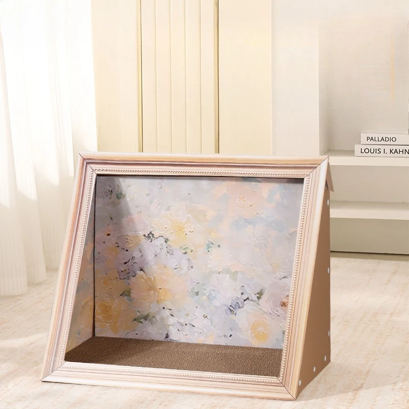 

Oil Painting Cat Nest Creative Cat Scratching Board Cat Nest Two-in-one European Flower Bush Decorative Painting Toys Supplies
