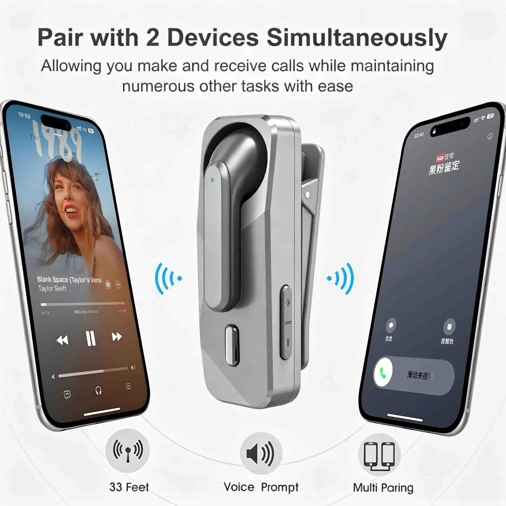 Single Ear Business Headphones Bluetooth 5.1 One-drag-two Call Vibration Wearing Ollar Clip Single-ear Eeadphone