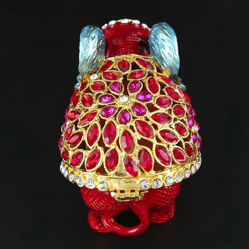 Enamel Lucky Elephant Trinket Box Vintage Hand Painted Ring Jewelry Organizer Figurine Collectible Keepsake Home Decor
