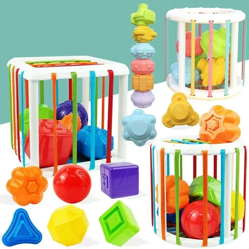 Jeu de tri de blocs de formes colorées, jouets éducatifs d'apprentissage Montessori pour bébés, entraînement de motricité Fine, cadeau pour enfants