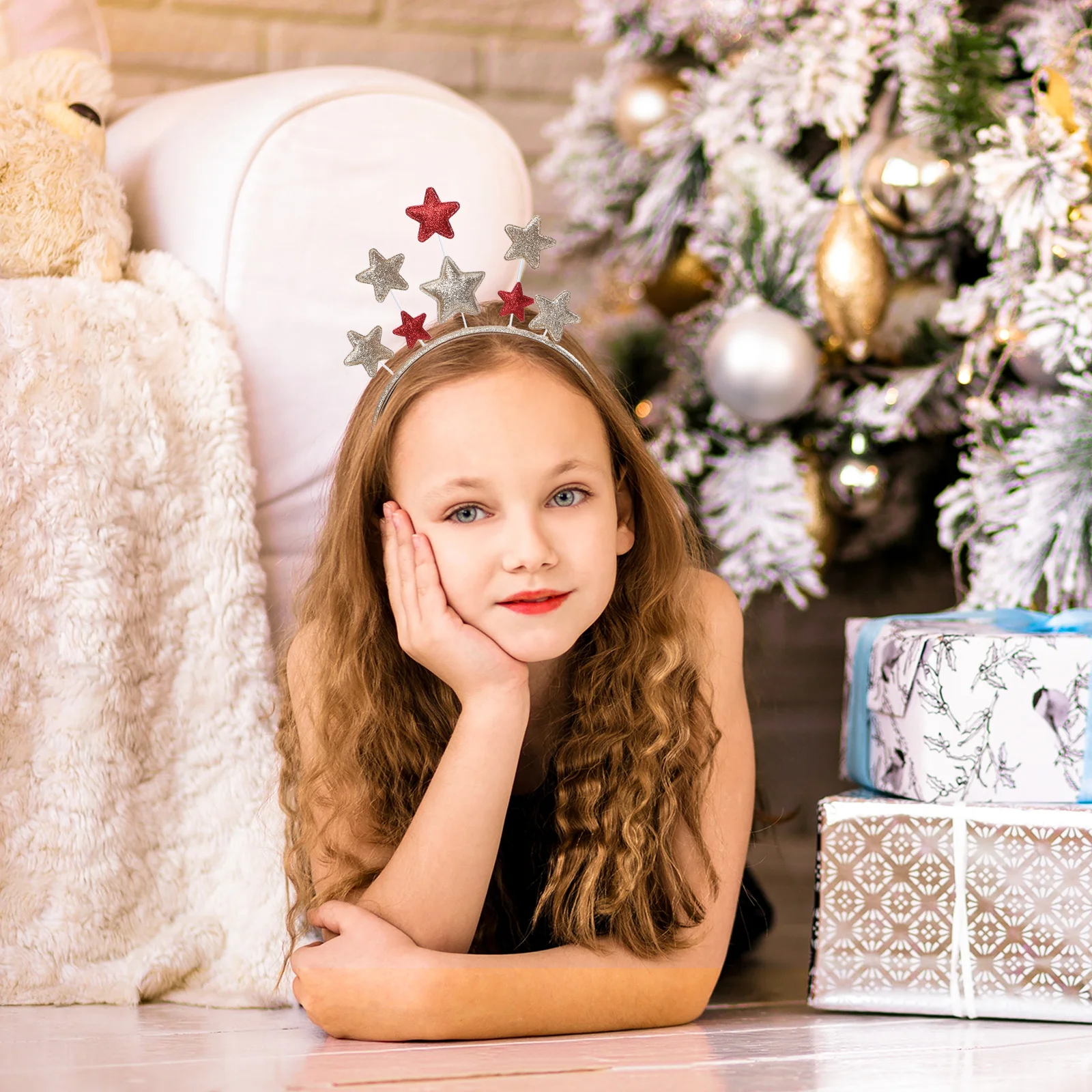 

Christmas Hair Hoops Star Hard Headband Elegant Smooth Edges Protect Ear Classic Xmas Kids Hair Band Creative Holiday Headdress