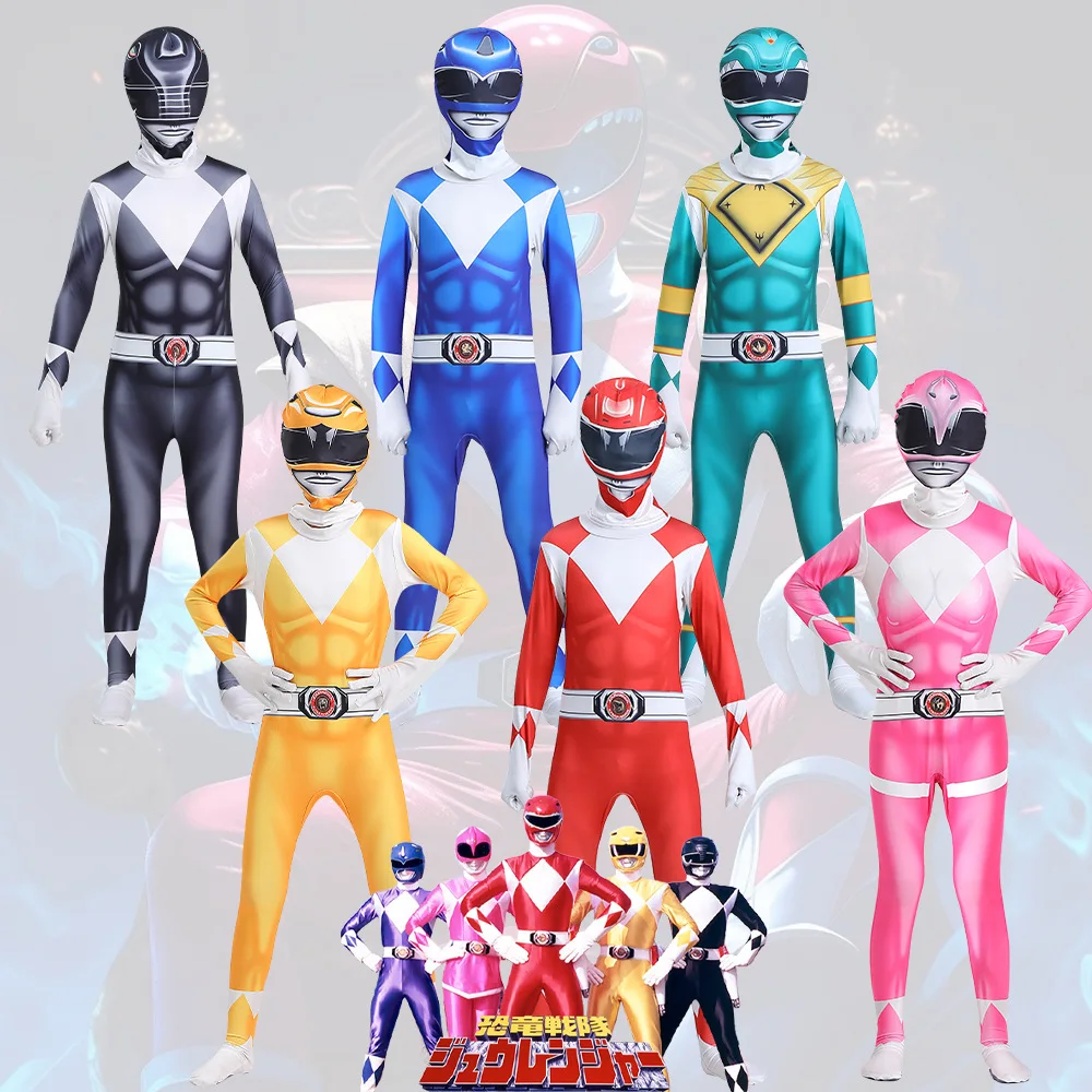 Volwassen Kinderen Superheld Power Samurai Sentai Shinkenger Rangers Kostuum Cosplay Volwassen Jumpsuit Jurk Halloween Party Zentai Suits