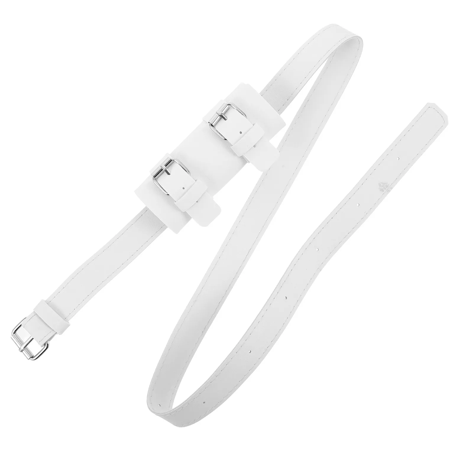 White PU Sword Hanger Belt Adjustable for Single Sword Carry - Medieval Cosplay Reenactment Outdoor Waist Mount Holder