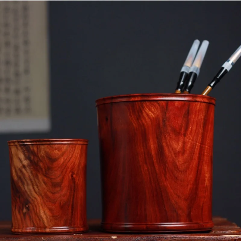 African Pterocarpus Santalinus Su-Style Pen Holder Ebony Study Home Decoration Chinese Style Desk Office Calligraphy Materials