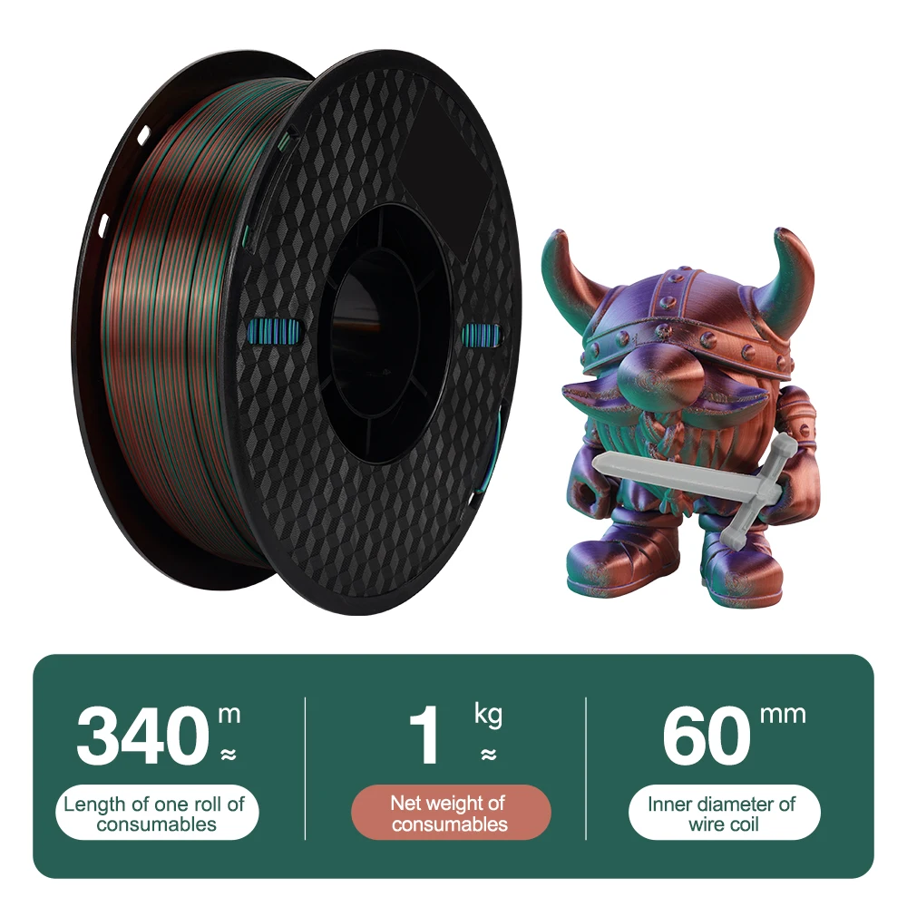 Kee pang tricolor 3d drucker seide pla filament 1kg 1,75mm bunte filamente für 3d druck materialien sicherheit vakuum verpackung