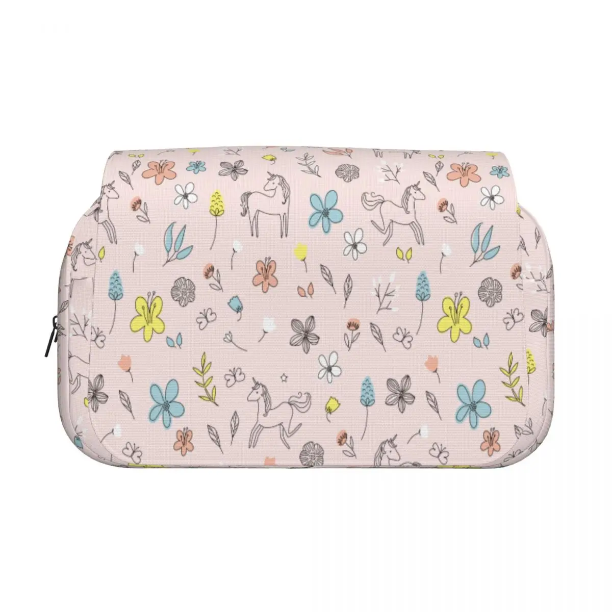 Cartoon Cute Unicorn Double Clamshell Pen Case Pencilcases Pen Holder for Student Bags Students School Zipper Stationery