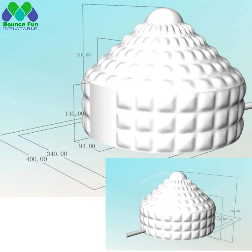 절묘한 흰색 팽창식 돔 이글루 텐트, LED 조명 포함, 공정 이벤트 광고용 고급 에어 하우스, 4mdiax 3.16mh