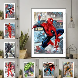 Mini Marvel Spider Man Iron Man Hulk Thor postać z kreskówki Anime na ścianę plakat artystyczny do domu płótno ozdobne malowanie odbitek