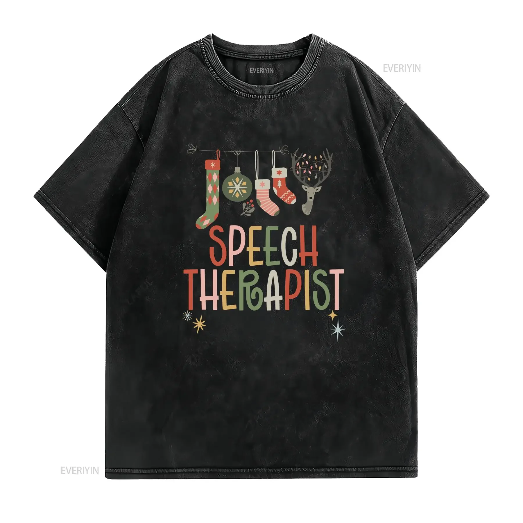 Jolly Speech TherapisT T Shirt Christmas Therapy Pathologist Xmas Pathology Team Group Squad Speechie vintage Washed
