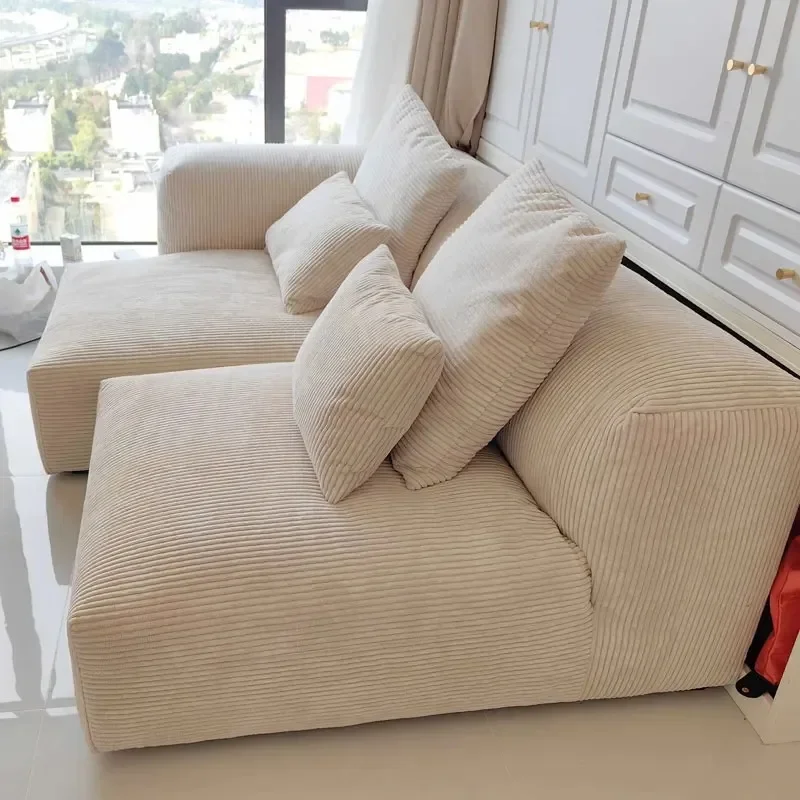 Vacuum compressed corduroy, sofa combination, fabric removable and washable small apartment, living room tofu block