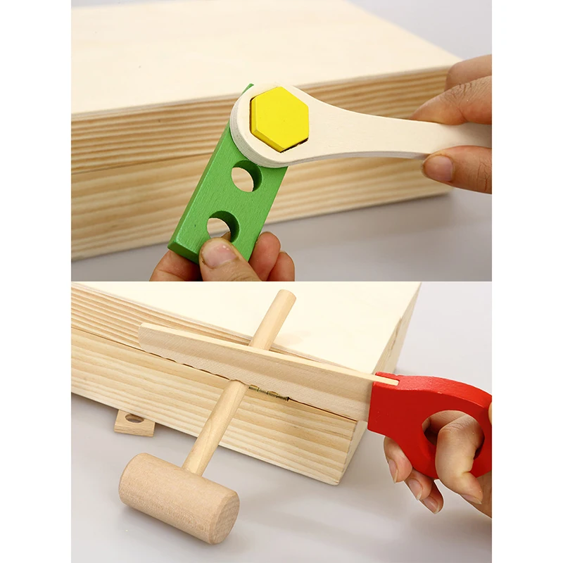 DIY Portable Wooden Tool Games Learning Educational Toy Screw Assembly Garden Engineering Maintenance Tool Toys For Children Boy