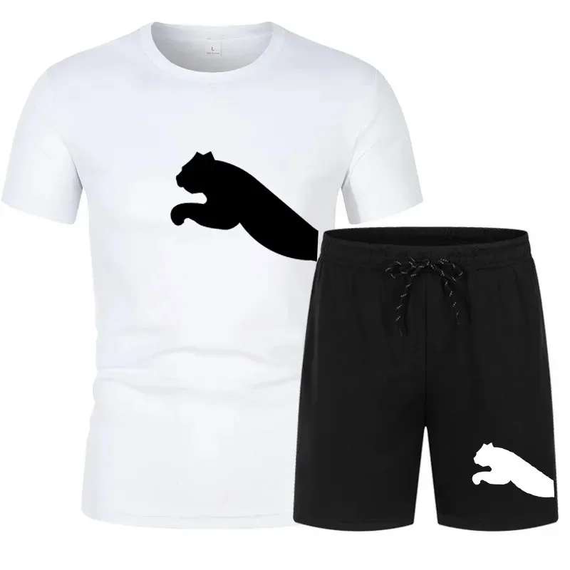 

New men's sportswear summer suit men's fitness suit sports suit short-sleeved T-shirt shorts quick-drying two-piece suit clothin