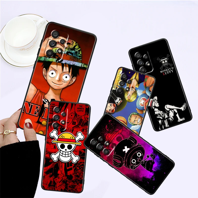 Anime Japanese One Piece For Samsung Note 20 10 Ultra Plus A31 A14 A12 A70 A34 A25 A04 A05 A15 A24 5G Black TPU Phone Case