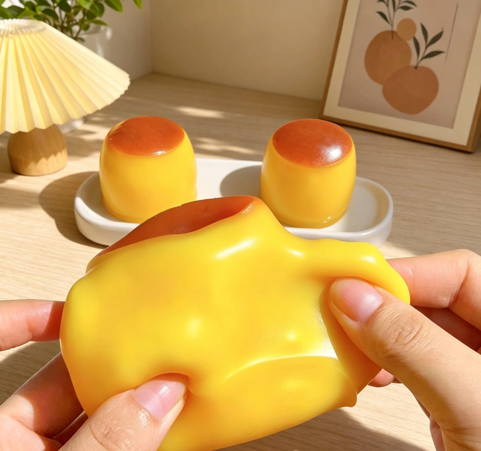 Handmade Crispy Pudding Shape Crackle Squeeze Toy Crunchy Filler Inside Squishy Ball Anti-anxiety Stress Relief Fidget Toy Adult