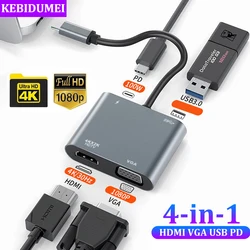 4 in 1 USB C Docking Station USB C HUB Type C 3.1 Splitter TYPE C to HDMI 4K 30HZ Adapter 5Gbps High Speed for PC MacBook Laptop