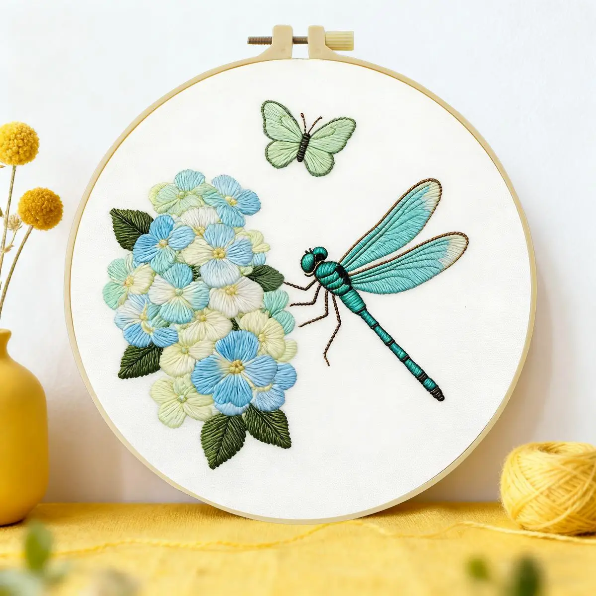 1 Stück 20X20CM/15X15CM 7,87/6,3 Zoll Libellen-Stickerei-Starter-Kit DIY-Kit DIY-Stickerei-Set Handarbeiten Nähkunst Nadelkunst – Detail 1