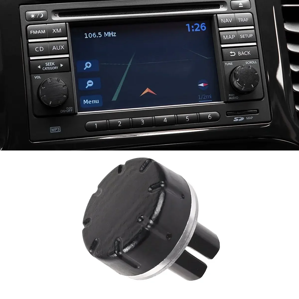 2 uds perilla de Radio botón sintonizador estéreo de volumen para NISSAN QASHQAI JUKE X-TRAIL NOTA MICRA