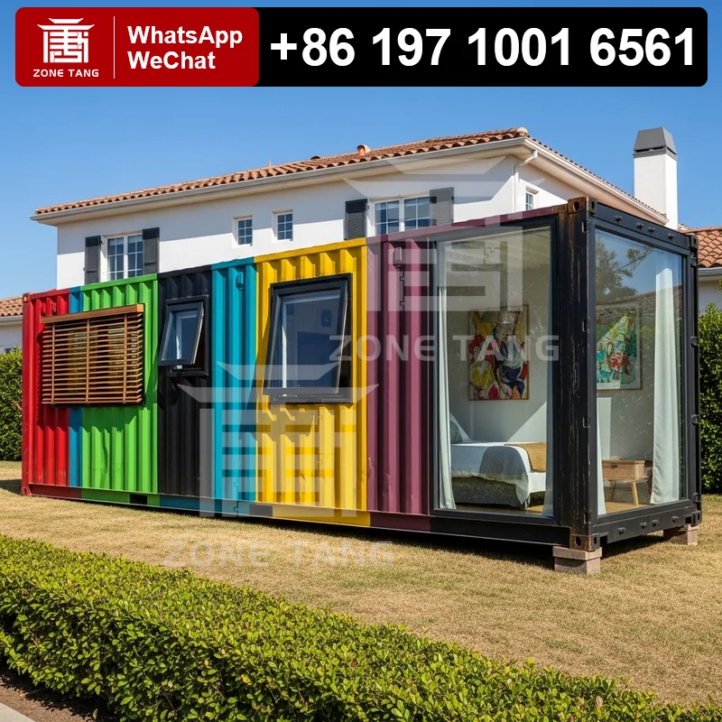 منازل حاويات جميلة، منازل سكنية مؤقتة مقاومة للحرارة، منزل معيار قابل للتخصيص، عبوة مسطحة للمنزل