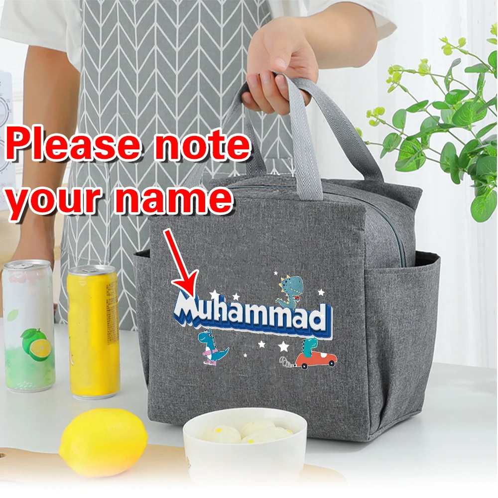 

Персонализированное индивидуальное имя, алюминиевая фольга, многофункциональные портативные утолщенные термосумки, ланч-бокс, большая вместительная сумка для обеда