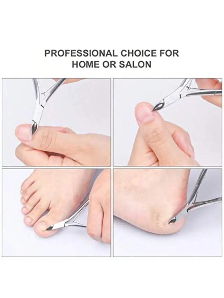 4PCS Cuticle Nippers Set, Stainless Steel Nail Clippers for Thick Ingrown Nails, Manicure Tools with Cuticle Pusher