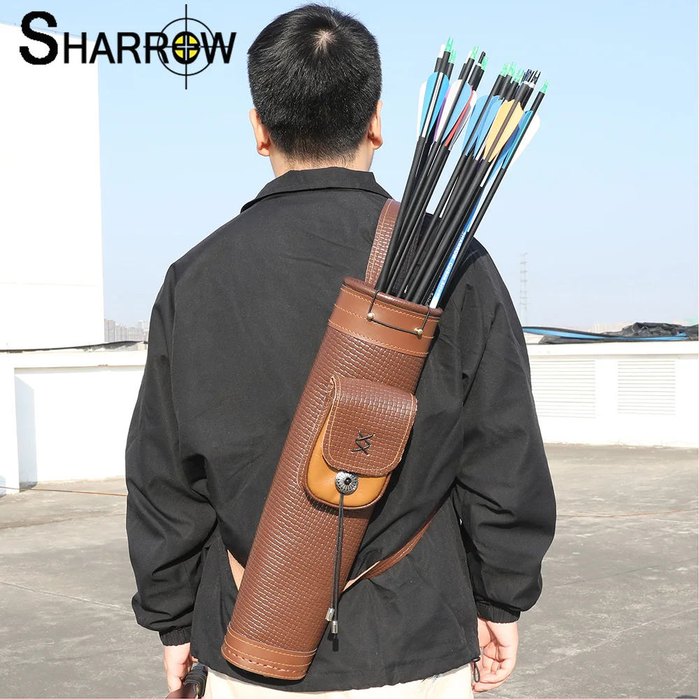 

Quick Archery Quiver Bag Traditional Archery Shoulder Back Box Bow Genuine Leather Bag for Outdoor Archery Hunting