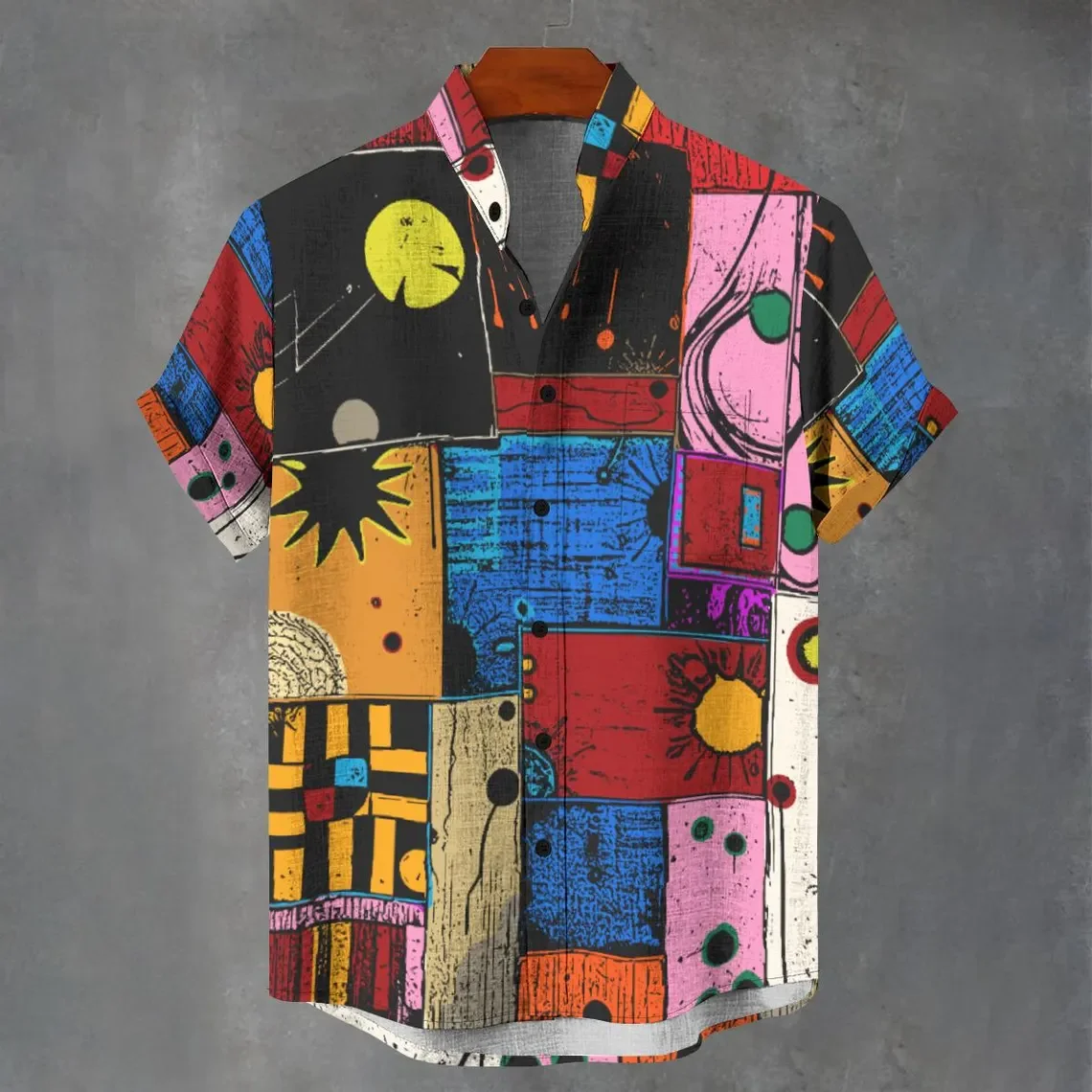 

2025 men's summer casual linen short sleeved shirt with high-quality button down short sleeved top 3D high-end fashion printing