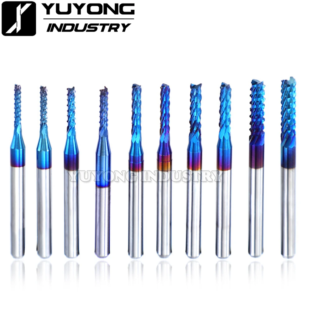 

0.6-3.0mm 3.175mm Nano Blue Coated CNC Router Bits End Mill Cutter Mini PCB Carbide Router Bits Kit Set For Milling Tools